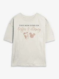Disney Mickey Mouse This Mom Runs On Coffee & Womens Skimmer T-Shirt