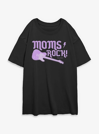 Fender Moms Rock Guitar Womens Oversized T-Shirt