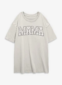 Disney Mickey Mouse Mama Floral Head Pattern Fill Womens Oversized T-Shirt