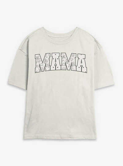 Disney Mickey Mouse Mama Floral Head Pattern Fill Womens Skimmer T-Shirt