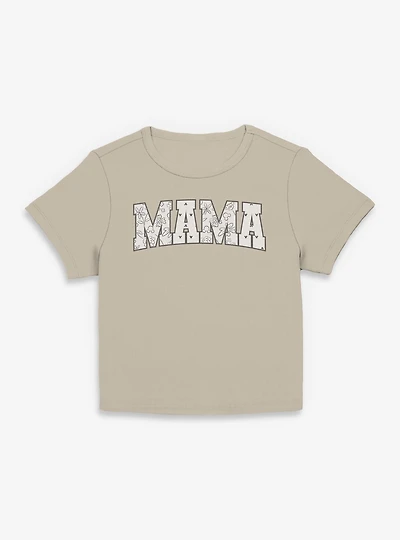 Disney Mickey Mouse Mama Floral Head Pattern Fill Women Baby T-Shirt