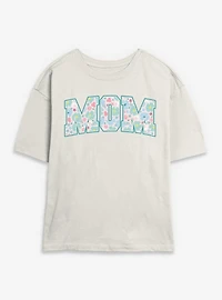 Disney Minnie Mouse Mom Collegiate Floral Print Womens Skimmer T-Shirt