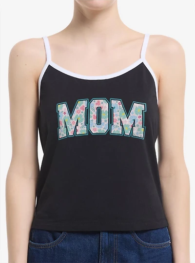 Disney Minnie Mouse Mom Collegiate Floral Print Womens Cami