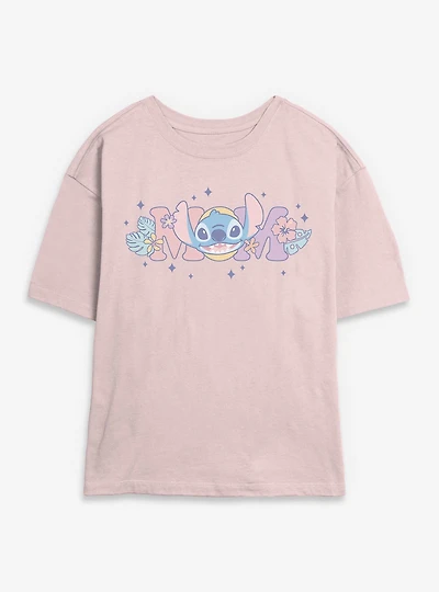 Disney Lilo & Stitch Mom Flowers Womens Skimmer T-Shirt
