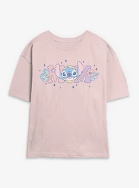Disney Lilo & Stitch Mom Flowers Womens Skimmer T-Shirt