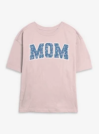 Disney Minnie Mouse Mom Collegiate Flower Pattern Womens Skimmer T-Shirt