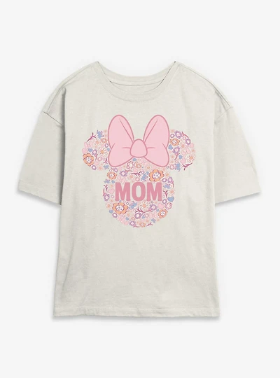 Disney Minnie Mouse Mom Floral Head Womens Skimmer T-Shirt