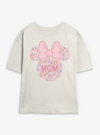 Disney Minnie Mouse Mom Floral Head Womens Skimmer T-Shirt
