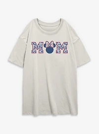 Disney Minnie Mouse Mom Collegiate Flower Print Womens Oversized T-Shirt