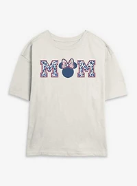 Disney Minnie Mouse Mom Collegiate Flower Print Womens Skimmer T-Shirt