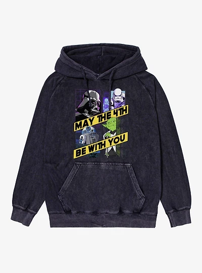 Star Wars May The 4th Be With You Diagonal Banner Mineral Wash Hoodie