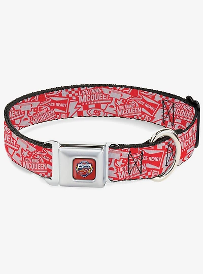 Disney Pixar Cars 3 Lightning McQueen Icons Collage Seatbelt Buckle Dog Collar