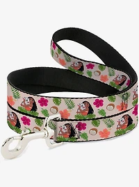 Disney Moana Hugging Pua Pose and Tropical Flora Dog Leash