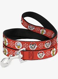 Disney Christmas Holiday Santa Hat Characters Snowflakes Dog Leash