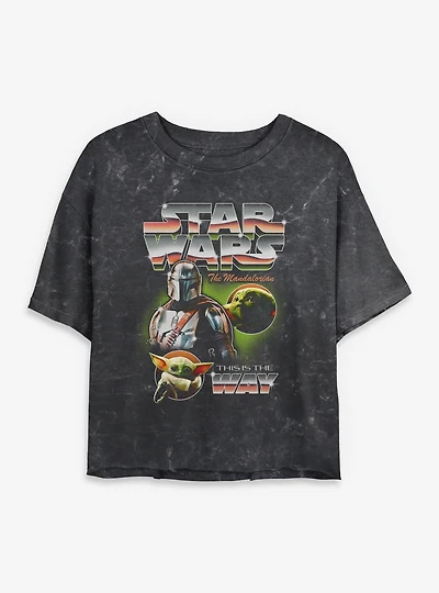 Star Wars The Mandalorian This Is Way Collage Mineral Wash Womens Crop T-Shirt