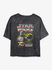 Star Wars The Mandalorian This Is Way Collage Mineral Wash Womens Crop T-Shirt
