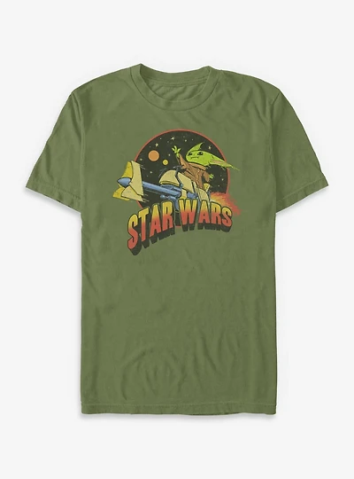 Star Wars The Mandalorian Grogu Riding Space T-Shirt
