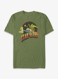 Star Wars The Mandalorian Grogu Riding Space T-Shirt
