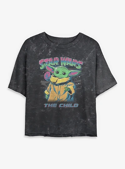 Star Wars The Mandalorian Child Space Design Mineral Wash Womens Crop T-Shirt
