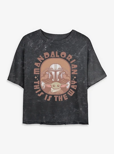 Star Wars The Mandalorian This Is Way Frame Galactic Mineral Wash Womens Crop T-Shirt