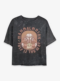 Star Wars The Mandalorian This Is Way Frame Galactic Mineral Wash Womens Crop T-Shirt