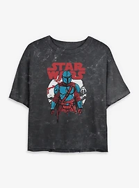 Star Wars The Mandalorian Heart Of A Warrior Mineral Wash Womens Crop T-Shirt