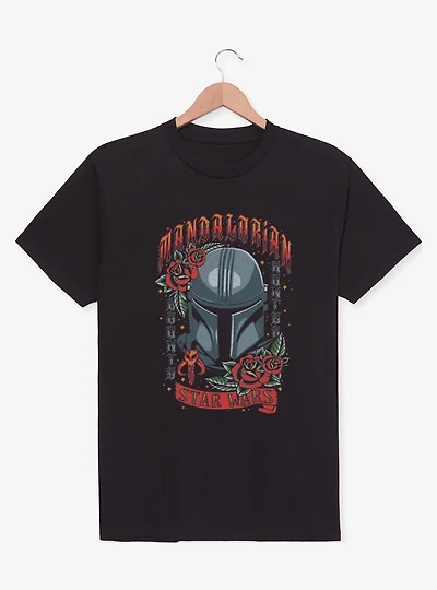 Star Wars The Mandalorian Tattoo Style Print T-Shirt