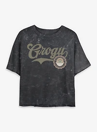 Star Wars The Mandalorian Grogu Galactic Cuteness Mineral Wash Womens Crop T-Shirt