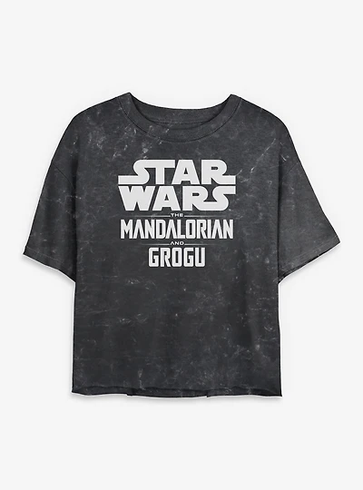Star Wars: The Mandalorian And Grogu Movie Logo Mineral Wash Womens Crop T-Shirt