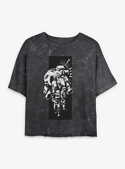 Star Wars: The Mandalorian And Grogu Imperial Army Profile Collage Mineral Wash Womens Crop T-Shirt