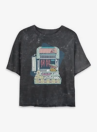 Star Wars: The Mandalorian And Grogu At Food Market Mineral Wash Womens Crop T-Shirt