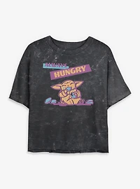 Star Wars: The Mandalorian And Grogu Always Hungry Mineral Wash Womens Crop T-Shirt