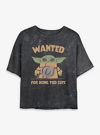 Star Wars: The Mandalorian And Grogu Wanted For Being Too Cute Mineral Wash Womens Crop T-Shirt