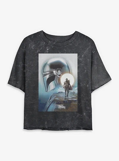 Star Wars: The Mandalorian And Grogu Profile Poster Mineral Wash Womens Crop T-Shirt