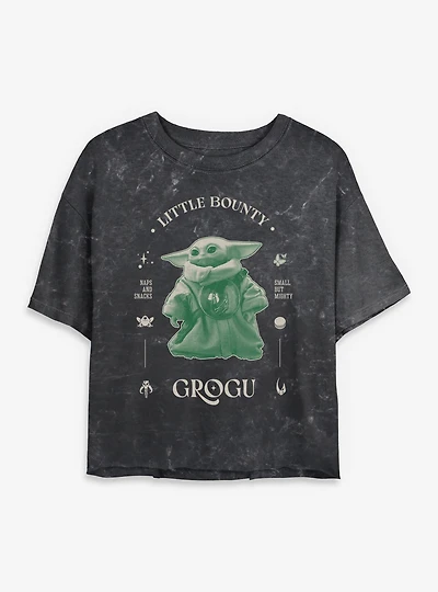 Star Wars: The Mandalorian And Grogu Little Bounty Profile Mineral Wash Womens Crop T-Shirt
