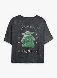 Star Wars: The Mandalorian And Grogu Little Bounty Profile Mineral Wash Womens Crop T-Shirt