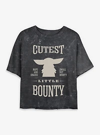 Star Wars: The Mandalorian And Grogu Cutest Little Bounty Silhouette Mineral Wash Womens Crop T-Shirt