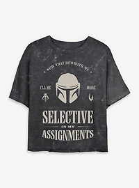 Star Wars: The Mandalorian And Grogu Selective My Assignments Mineral Wash Womens Crop T-Shirt