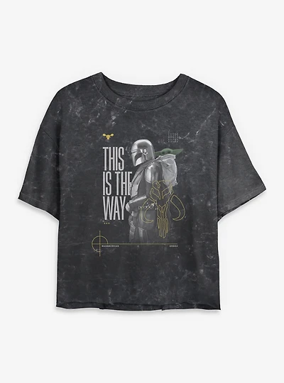 Star Wars: The Mandalorian And Grogu This Is Way & Profile Mineral Wash Womens Crop T-Shirt
