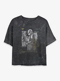 Star Wars: The Mandalorian And Grogu This Is Way & Profile Mineral Wash Womens Crop T-Shirt