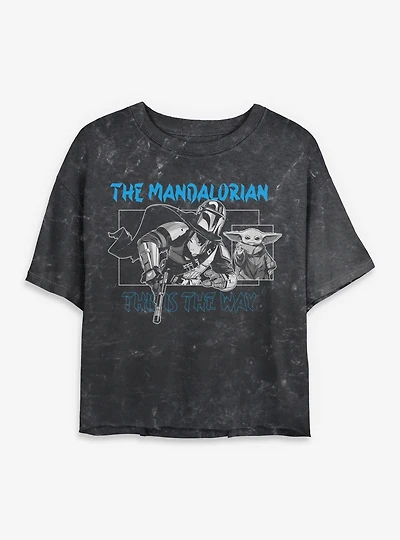 Star Wars The Mandalorian This Is Way Geometric Frame Mineral Wash Womens Crop T-Shirt