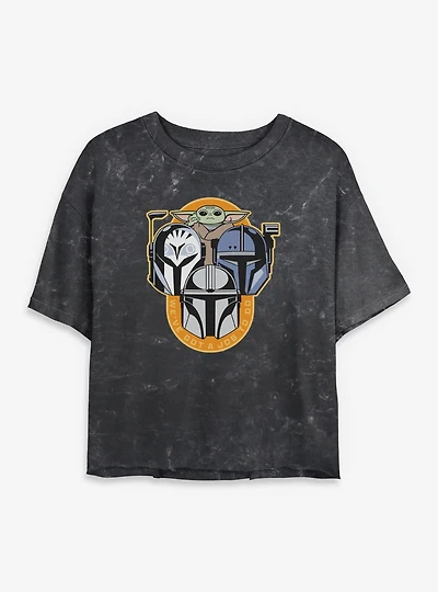 Star Wars The Mandalorian Bounty Hunters We've Got A Job To Do Mineral Wash Womens Crop T-Shirt