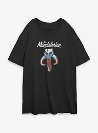 Star Wars The Mandalorian Skull Symbol Womens Oversized T-Shirt
