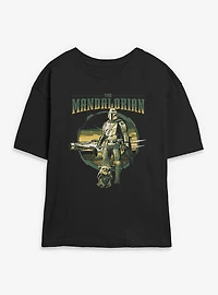 Star Wars The Mandalorian Grogu & Mando Together Again Womens Skimmer T-Shirt