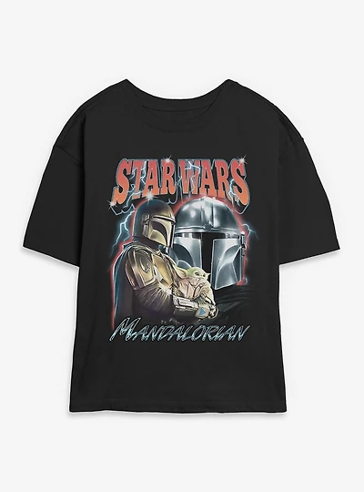 Star Wars The Mandalorian Lightning Collage Womens Skimmer T-Shirt