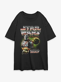 Star Wars The Mandalorian This Is Way Collage Womens Oversized T-Shirt