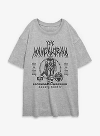 Star Wars The Mandalorian Bounty Hunter Metal Style Poster Womens Oversized T-Shirt