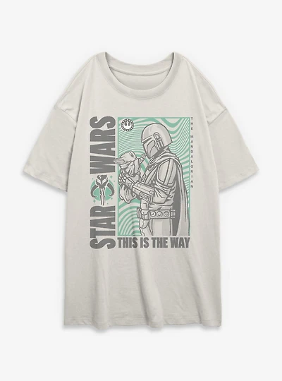 Star Wars The Mandalorian This Is Way Groovy Frame Womens Oversized T-Shirt