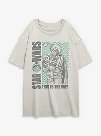 Star Wars The Mandalorian This Is Way Groovy Frame Womens Oversized T-Shirt