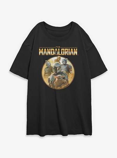 Star Wars The Mandalorian Characters Golden Icon Womens Oversized T-Shirt